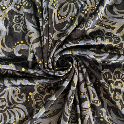 PLIS S DGT PRT DSN # PAISLEY FLOWERS # BLACK