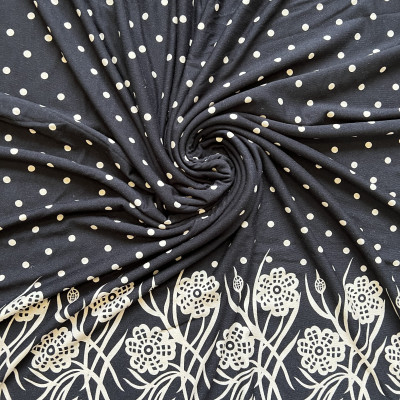 VISKOZA PL. TT-24 LIKRA DGT PRT DSN # 2052B DOTY FLOWER # BLACK