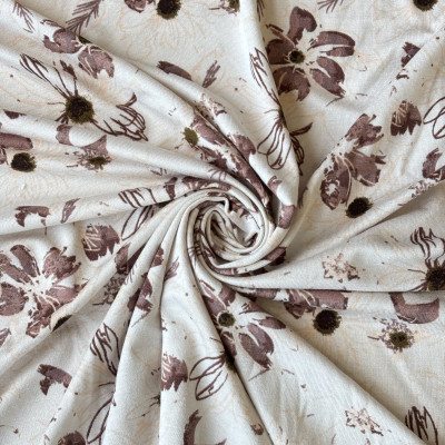 VISKOZA PL. TT-24 LIKRA PRT KH DSN # FLOWER OUTLINE 1323 # BEIGE