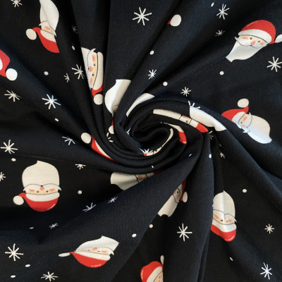 SINGL TT-072 LIKRA PRT DSN # SANTA & SNOWFLAKE # BLACK