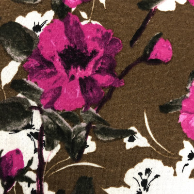 POLY KNIT ANNA 62305 PRT DSN # FLOWER # TAUPE