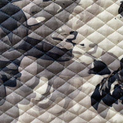 POLY KNIT STEP PRT DSN # ROSES # GRAY