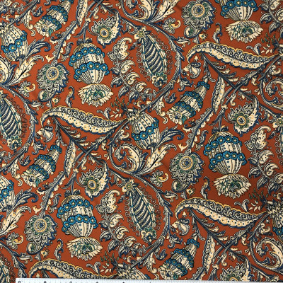 POLY KNIT DINA JERSEY PRT W DSN # PAISLEY # ORANGE