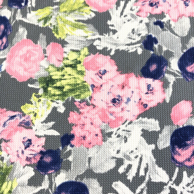 POLY KNIT PABLO RELIEF P PRT DSN # FLOWERS # GRAY