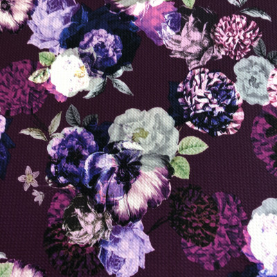 POLY KNIT PABLO RELIEF P PRT DSN # ROSES # PLUM