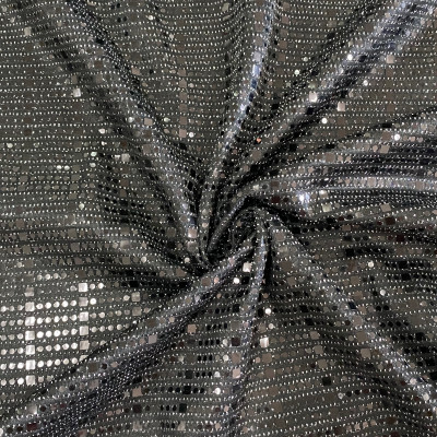 POLY KNIT BRILIANT EMB DSN # CHEKS & DOTS # BLACK