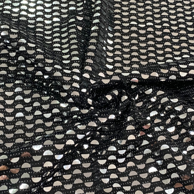 POLY KNIT BRILIANT EMB DSN # SEMICIRCLE # BLACK SLV