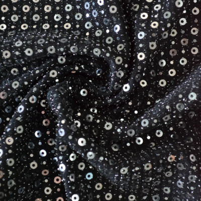 POLY KNIT BRILIANT EMB DSN # 1 CIRCLE # BLACK SLV