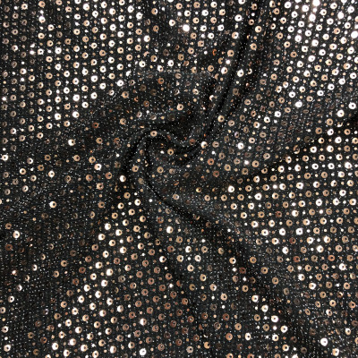 POLY KNIT BRILIANT EMB DSN # 1 CIRCLE # BLACK GOLD