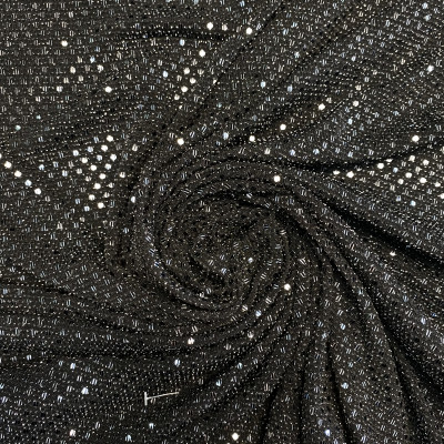 POLY KNIT BRILIANT EMB DSN # 2 DOTS # BLACK SLV