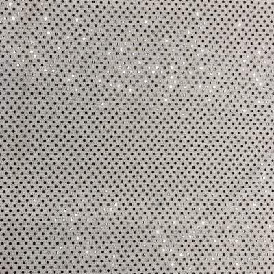 POLY KNIT BRILIANT EMB DSN # 2 DOTS # WHITE OFF SLV
