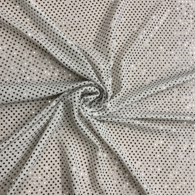 POLY KNIT BRILIANT EMB DSN # 2 DOTS # WHITE OFF SLV