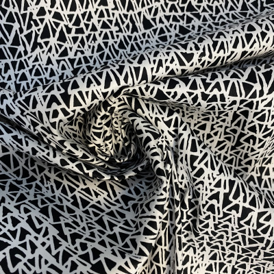 KEPER STRECH SATEN PRT DSN # 0617 # BLACK WHITE