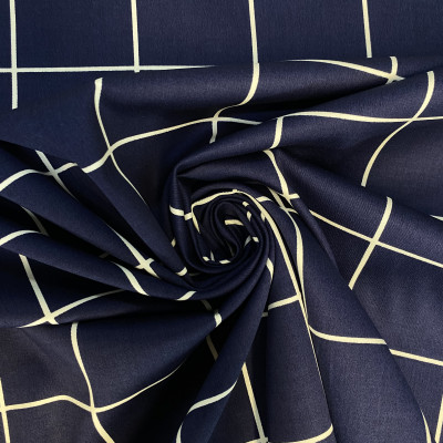 KEPER STRECH SATEN PRT DSN # CHECKS PLAID NAVY