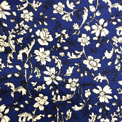 KEPER STRECH SATEN PRT DSN # FLOWERS # ROYAL WHITE