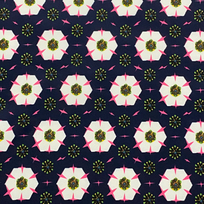 KEPER SATEN PRT DSN # 6135 # FLOWERS NAVY PINK