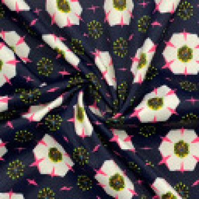 KEPER SATEN PRT DSN # 6135 # FLOWERS NAVY PINK