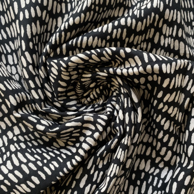 KOSULJAR CO COTTON VOILE DGT PRT DSN # ANIMAL DOTS # BLACK BEIGE