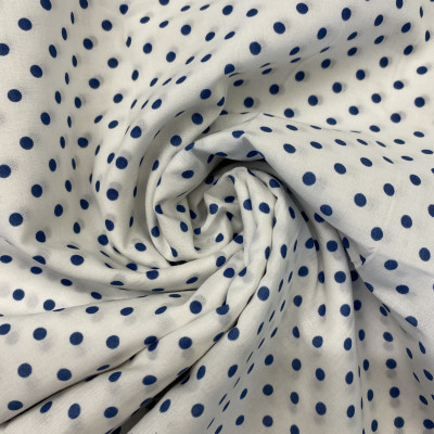 KOSULJAR CO COTTON VOILE DGT PRT DSN # M DOTS # WHITE OFF BLUE