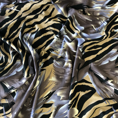 VISKOZA PL. LIKRA PRT DSN # ANIMAL & FEATHERS # BEIGE BLACK