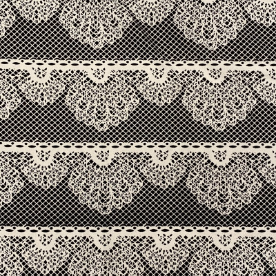 KOSULJAR VIS RYN TWILL PRT DSN # 1259 # GEOLACE BORDER BLACK WHITE OFF