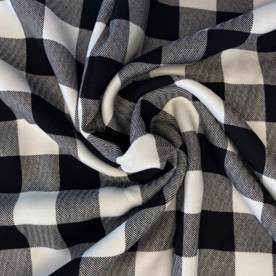 KOSULJAR VIS RYN TWILL PRT DSN # CHECKS 6 # BLACK WHITE OFF