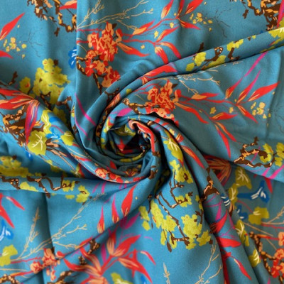KOSULJAR VIS RYN TWILL DGT PRT DSN # AUTUMN FLOWER # BLUE ORGEUX