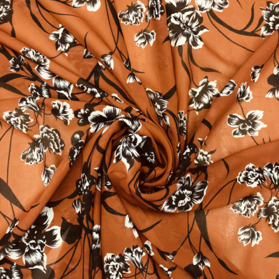 KOSULJAR S MUSLIN DGT PRT DSN # B FLOWERS # BOMBAY BROWN