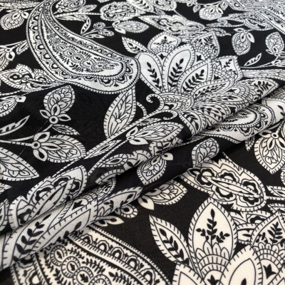 KOSULJAR S MUSLIN DGT PRT DSN # PAISLEY # BLACK WHITE