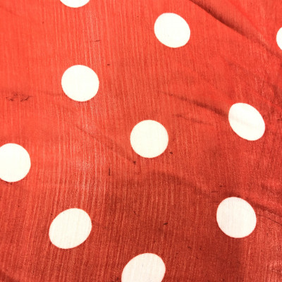 KOSULJAR S MUSLIN YOURY PRT DSN # B DOTS # RED WHITE