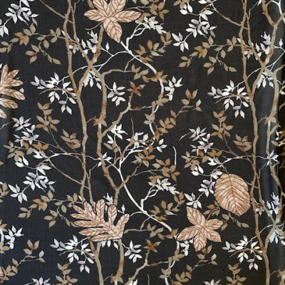 KOSULJAR S MUSLIN YASMIN PRT DSN # LEAVES # BLACK BROWN