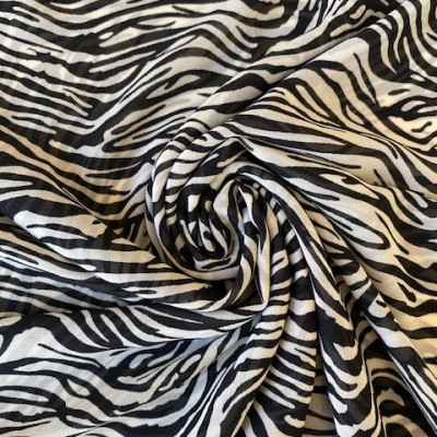 KOSULJAR S MUSLIN YASMIN PRT DSN # ZEBRA # BLACK WHITE OFF