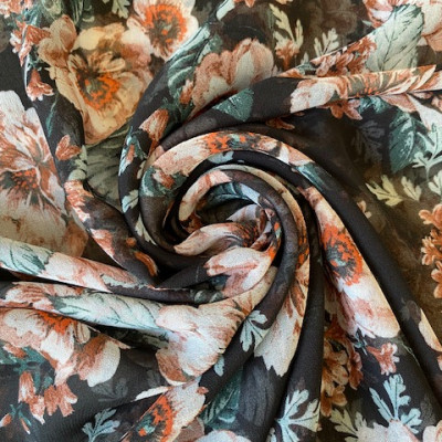 KOSULJAR S MUSLIN GABRIELA PRT DSN # B ROSES # BLACK