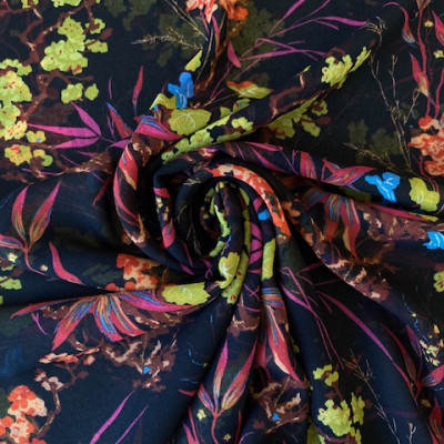 KOSULJAR S MUSLIN GABRIELA PRT DSN # GARDEN FLOWER # BLACK