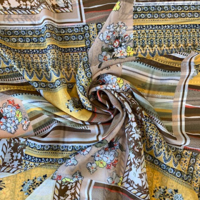 KOSULJAR S MUSLIN GABRIELA PRT DSN # PATCHWORK # YELLOW