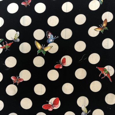 KOSULJAR S MUSLIN BELLA PRT DSN # DOTS & BUTTERFLY # BLACK WHITE