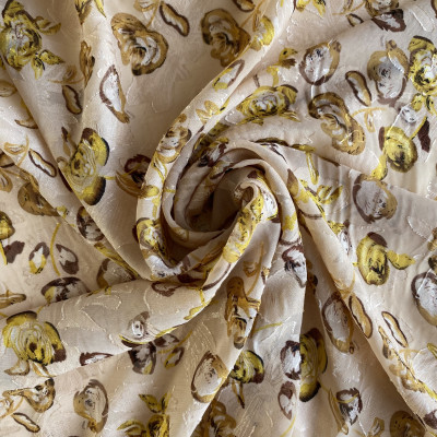 KOSULJAR S MUSLIN JQD PRT DSN # ROSES # BEIGE YELLOW