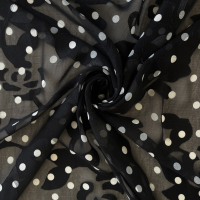 KOSULJAR S MUSLIN LEA JQD PRT DSN # M DOTS # BLACK WHITE