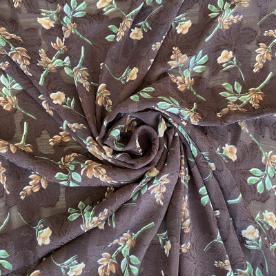 KOSULJAR S MUSLIN LEA JQD PRT DSN # AUTUMN FLOWERS # BROWN
