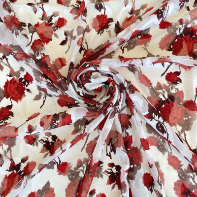 KOSULJAR S MUSLIN LEA JQD PRT DSN # FLORAL # RED MERLOT