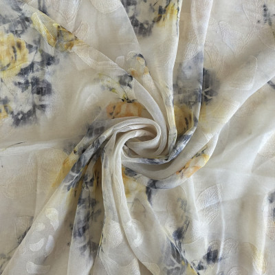 KOSULJAR S MUSLIN LEA JQD PRT DSN # M FLORAL # BEIGE YELLOW