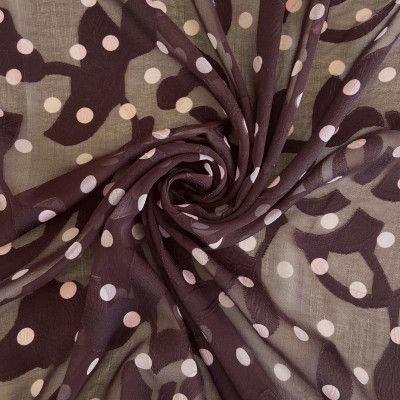 KOSULJAR S MUSLIN LEA JQD PRT DSN # M DOTS # BURGUNDY ROSE