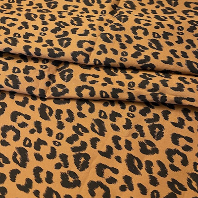 KEPER CO TWILL DGT PRT DSN # LEOPARD # BLACK BROWN SUGAR