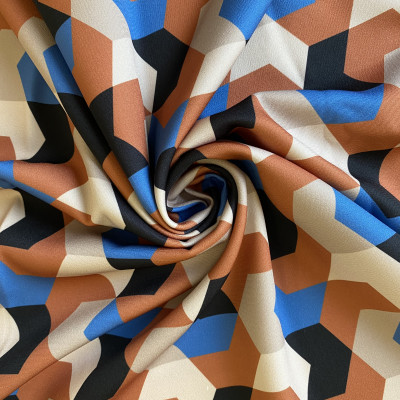 STOF P FINE TWILL DGT PRT DSN # GEO # BEIGE BLUE