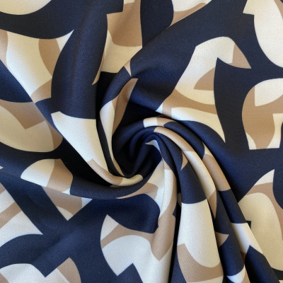 STOF P FINE TWILL DGT PRT DSN # BIG GEO # NAVY BEIGE