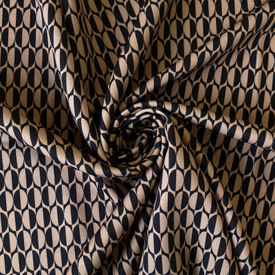 STOF P FINE TWILL DGT PRT DSN # GEO DOTS # ESTUCO BEIGE