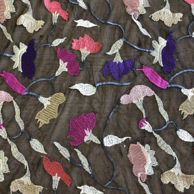 TIL S MULTICOL EMB DSN # 6870 # FLOWERS BLACK ROSE