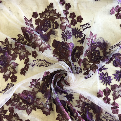 TIL S GLAM EMB DSN # 6864 # FLOWERS BURGUNDY