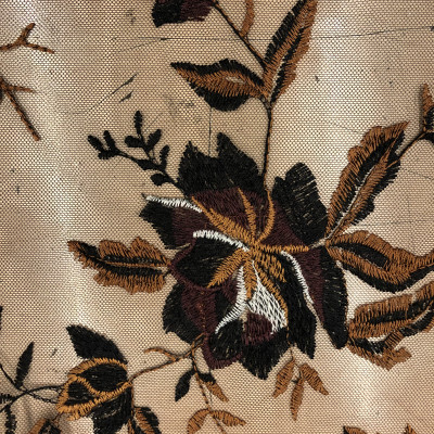 TIL S GLAMUR EMB DSN # 980 # FLOWERS BURGUNDY GLAZE