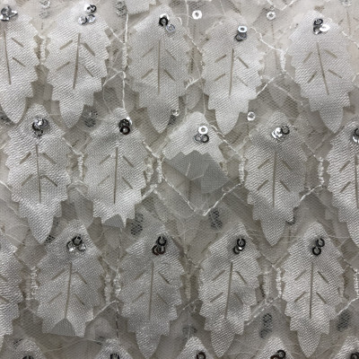 TIL S SEQUINS EMB DSN # LEAVES # WHITE OFF